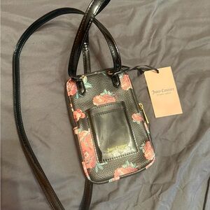 Juicy Couture Black and Pink Floral Crossbody Bag